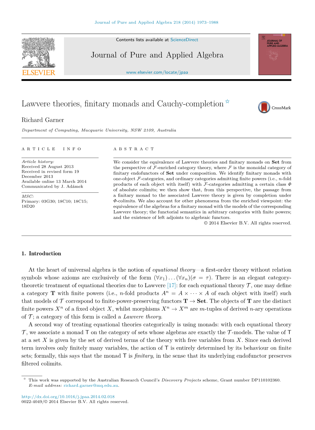 Lawvere Theories, Finitary Monads and Cauchy-Completion