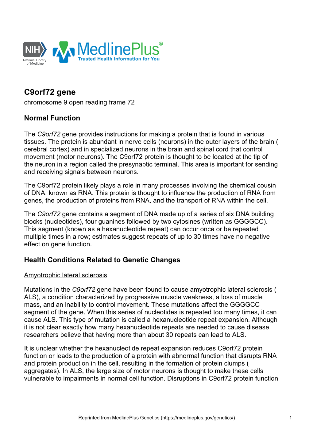 C9orf72 Gene Chromosome 9 Open Reading Frame 72