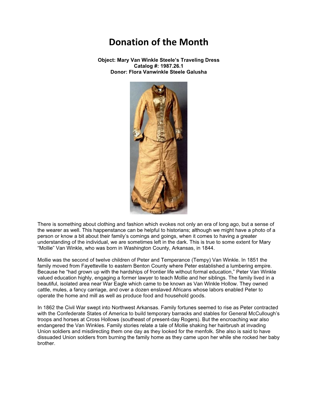 Mary Van Winkle Steele's Traveling Dress (PDF)