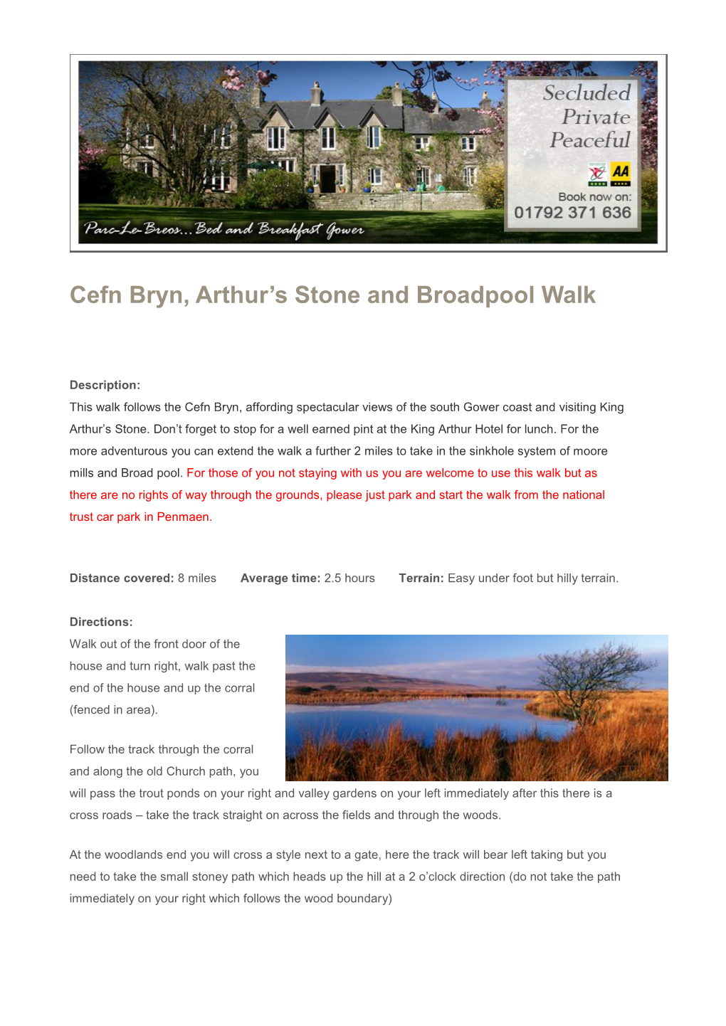 Cefn Bryn, Arthur's Stone and Broadpool Walk