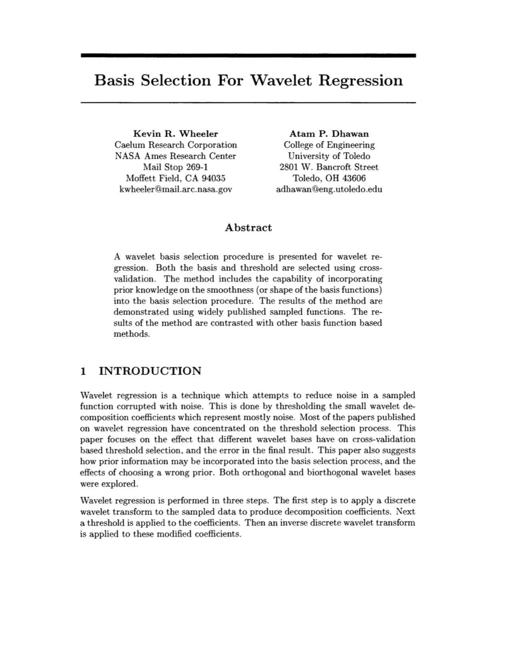 Basis Selection for Wavelet Regression