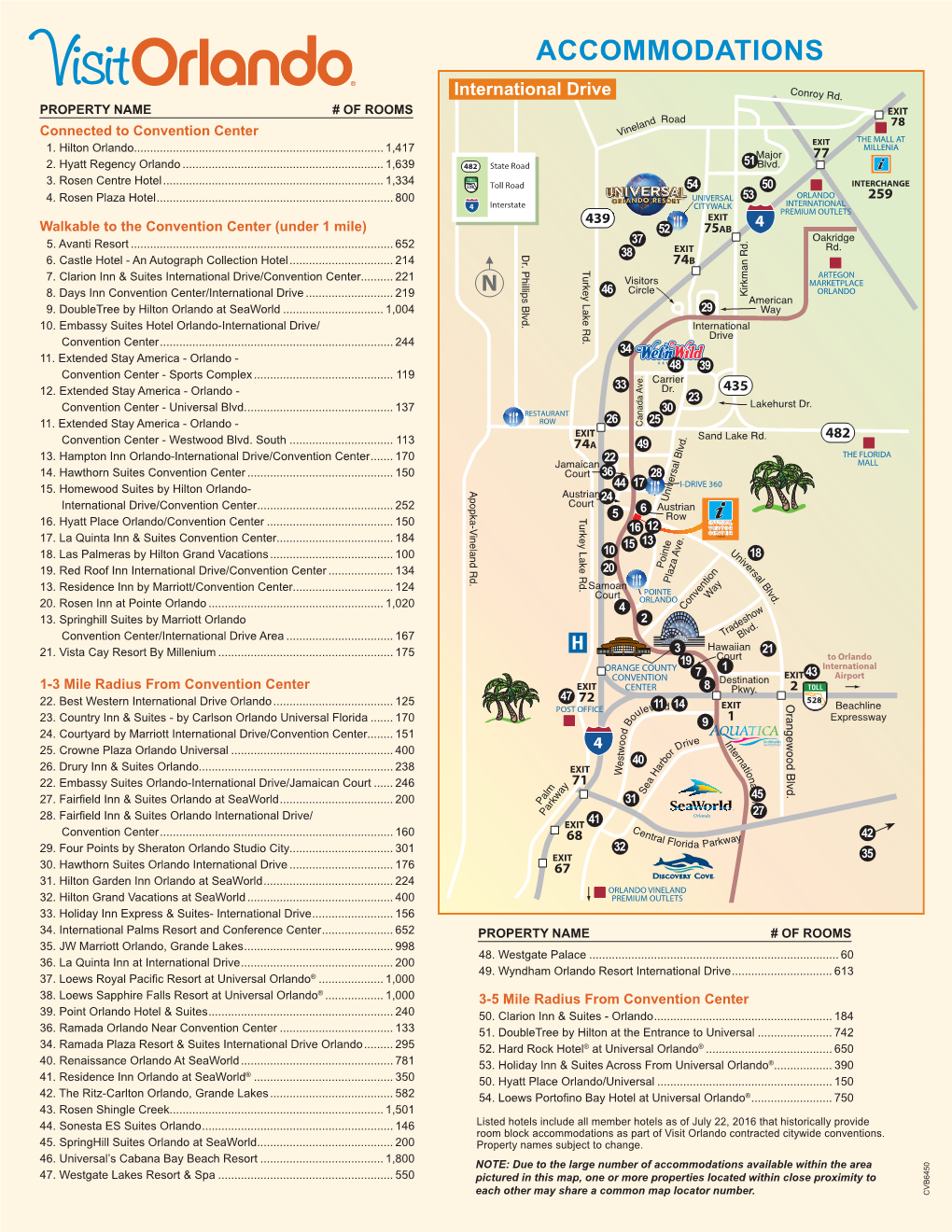 ACCOMMODATIONS International Drive PROPERTY NAME # of ROOMS Connected to Convention Center 1