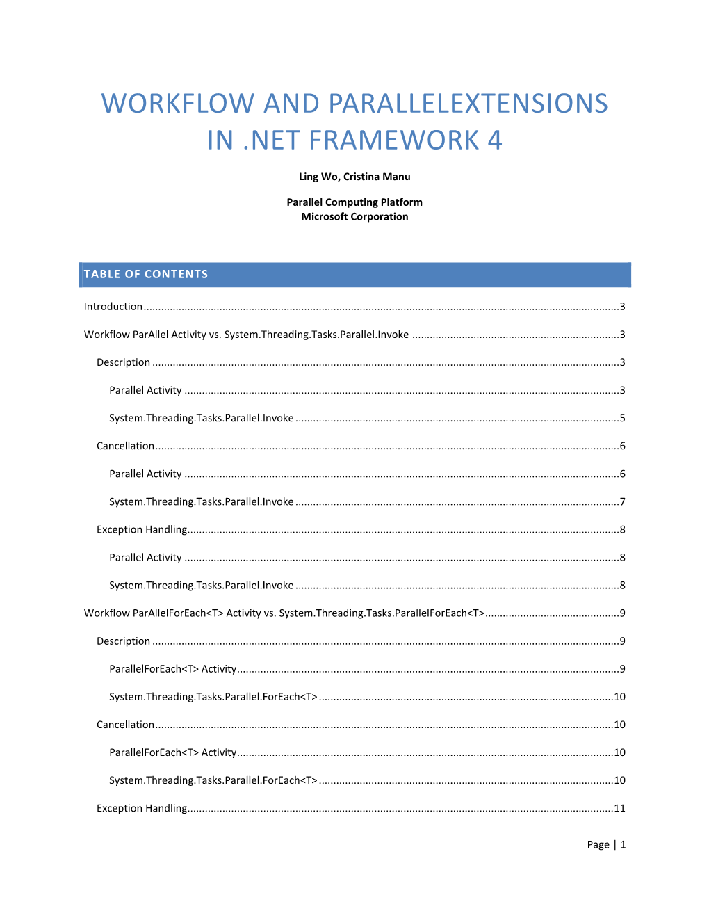 Workflow and Parallelextensions in .Net Framework 4