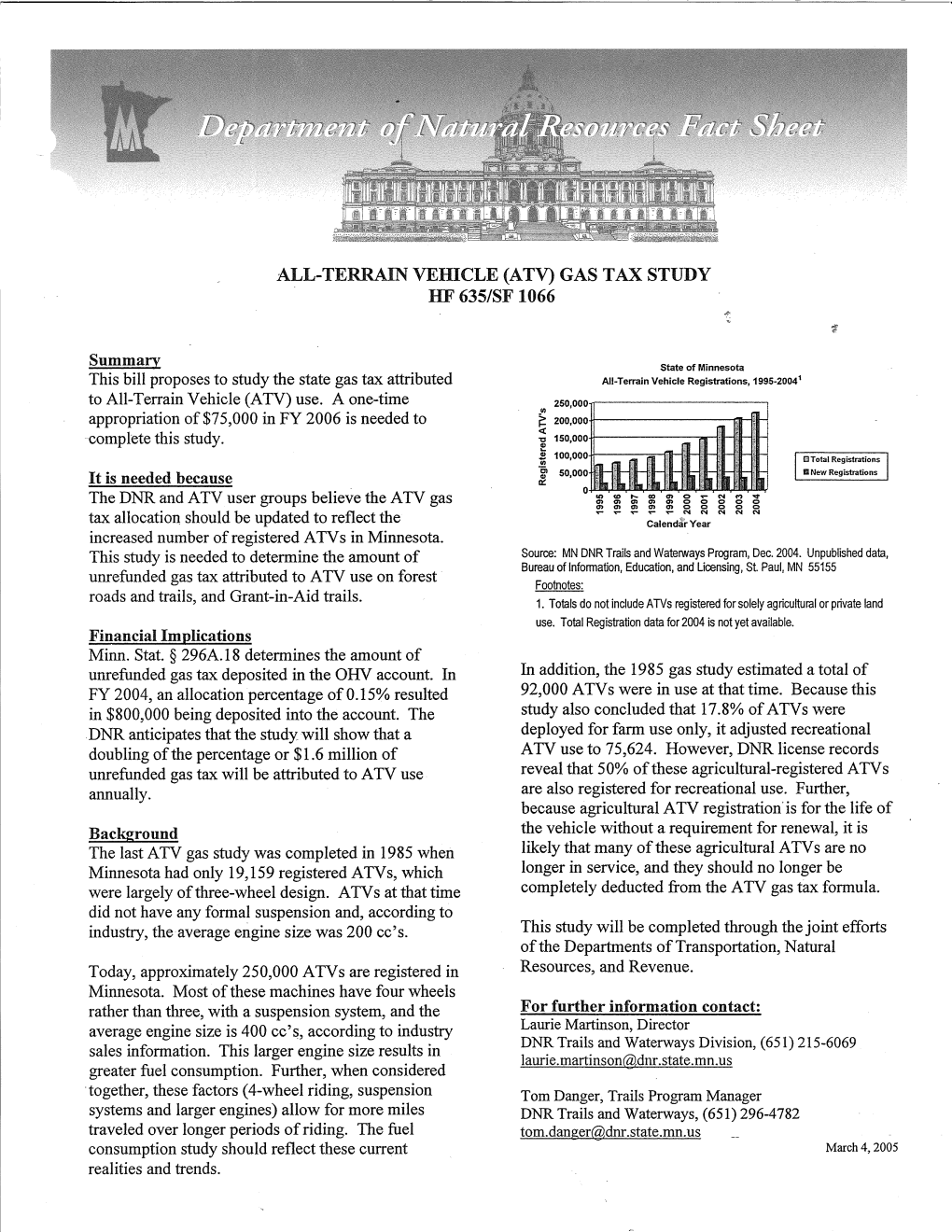 All-Terrain Vehicle (Atv) Gas Tax Study Hf 635/Sf 1066