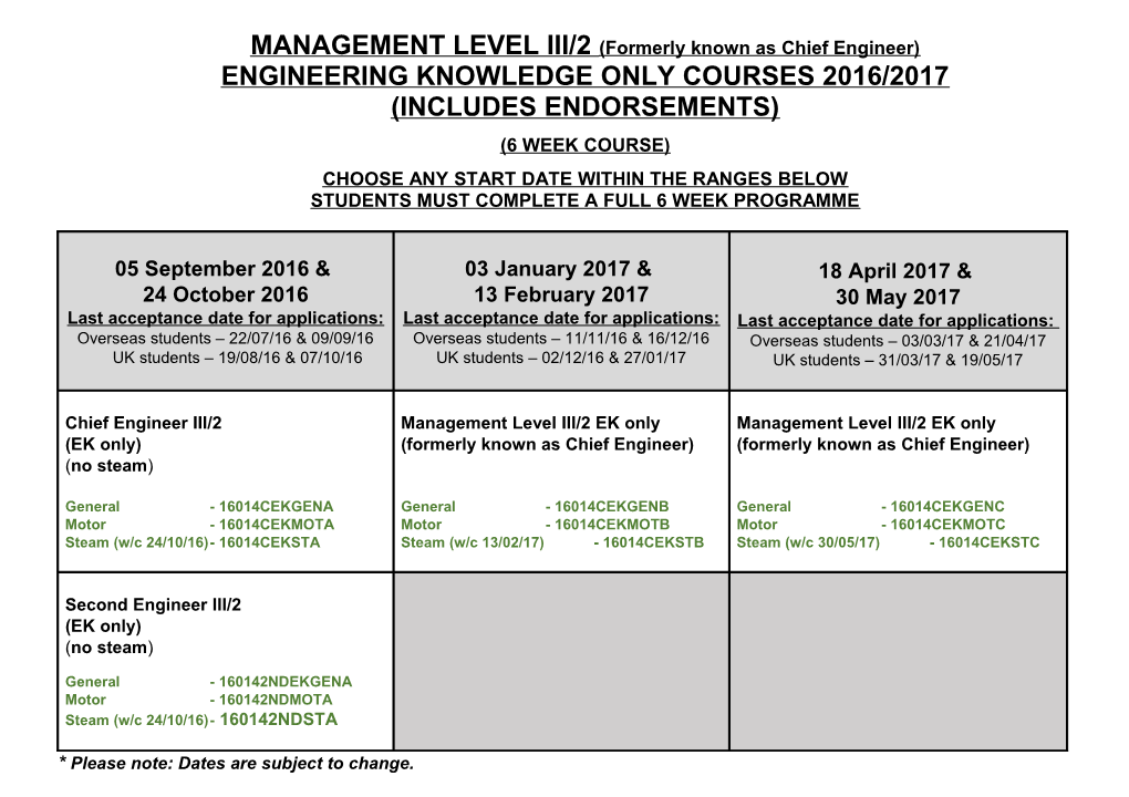 MANAGEMENT LEVEL III/2 (Formerly Known As Chief Engineer)