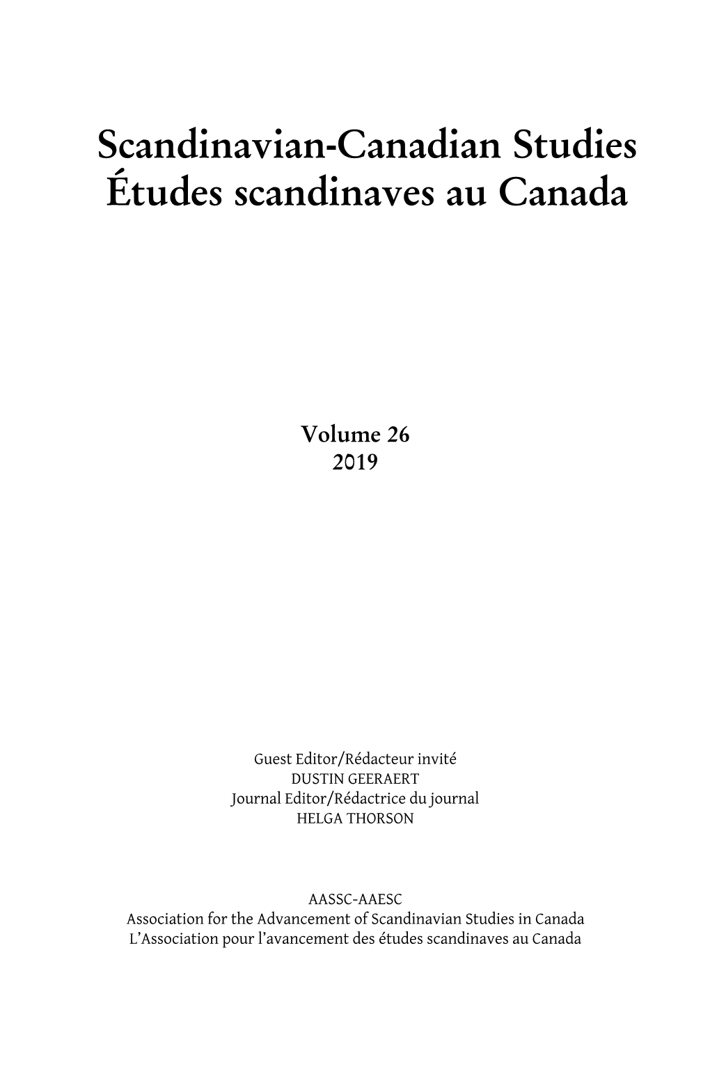 Scandinavian-Canadian Studies / Études Scandinaves Au Canada
