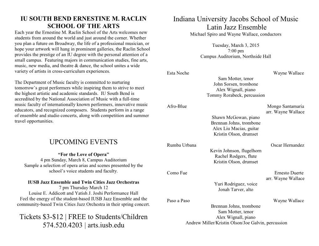 Indiana University Jacobs School of Music Latin Jazz Ensemble