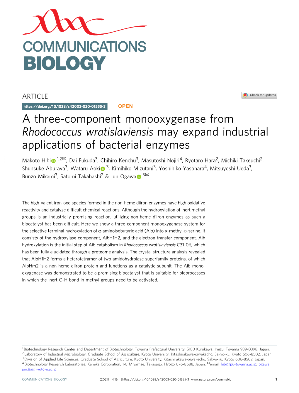 A Three-Component Monooxygenase from Rhodococcus Wratislaviensis May Expand Industrial Applications of Bacterial Enzymes