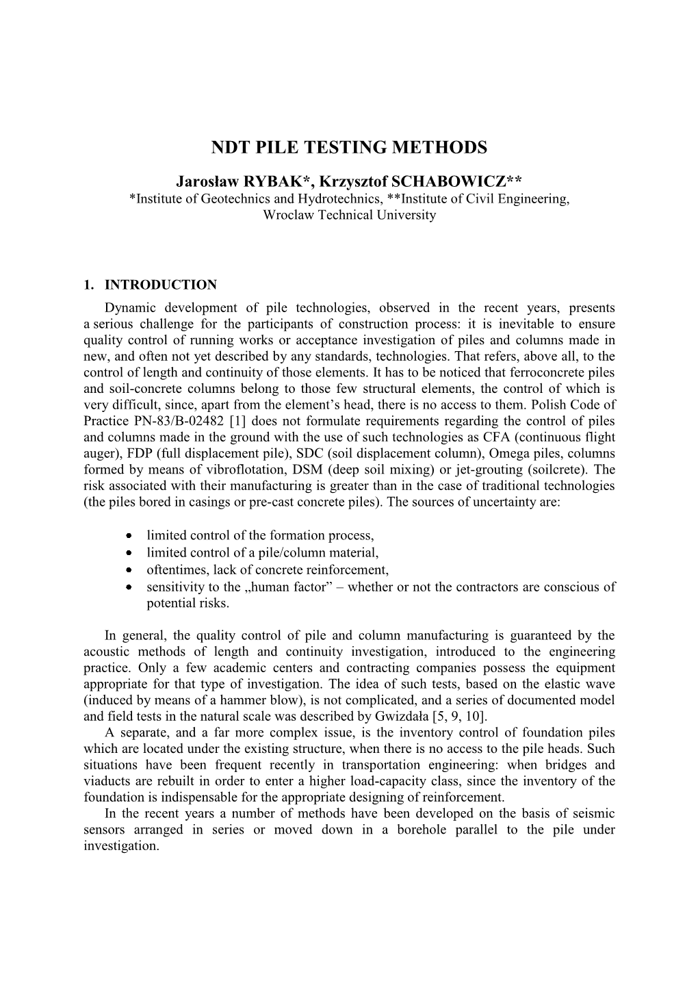 NDT Pile Testing Methods