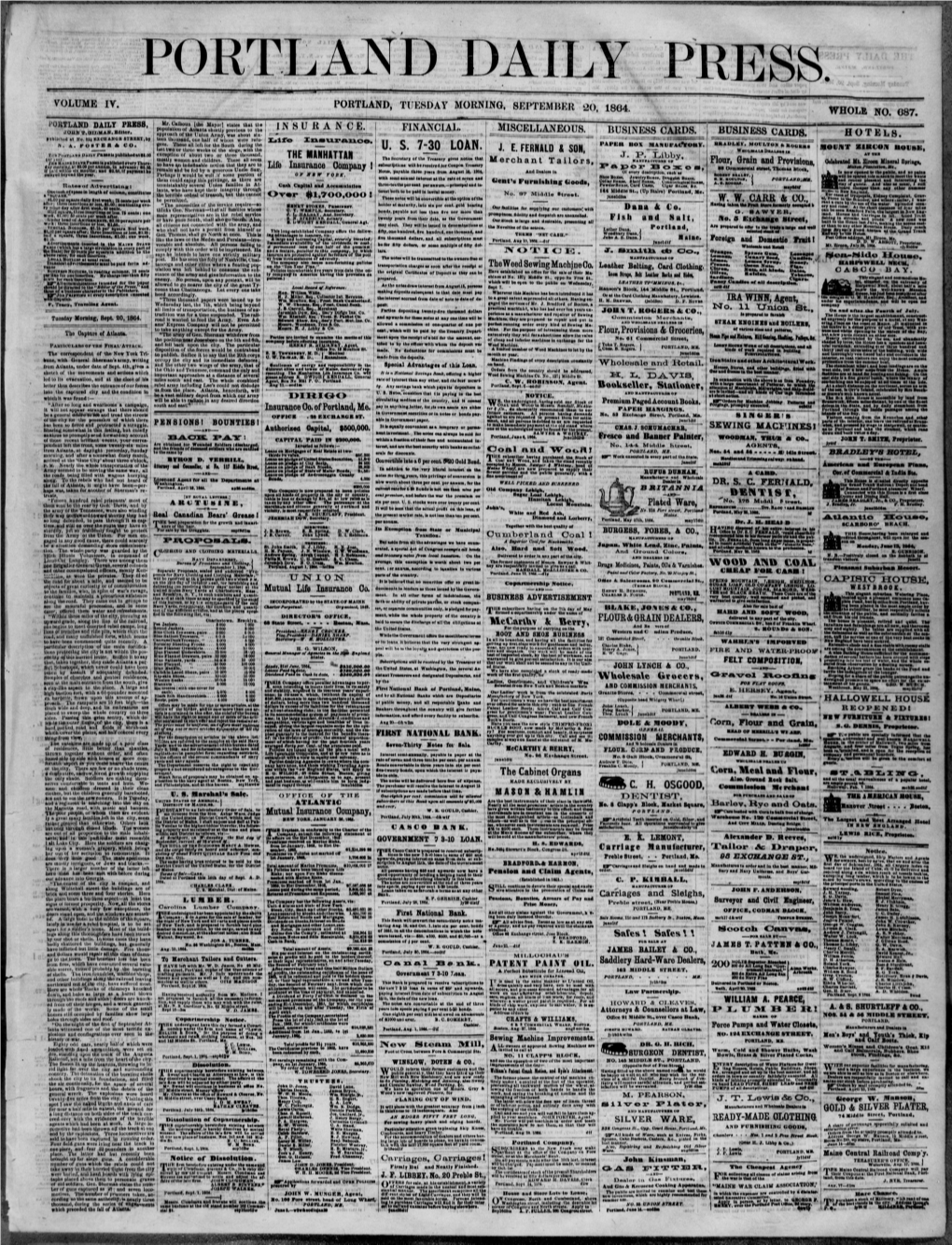 Portland Daily Press: September 20,1864
