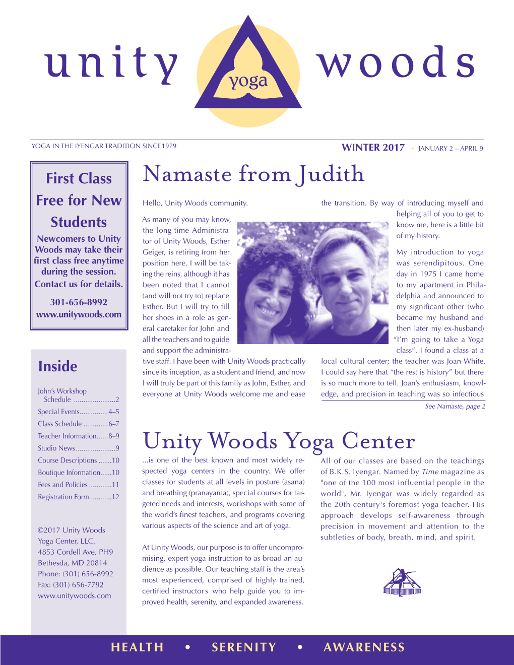 Namaste from Judith Unity Woods Yoga Center