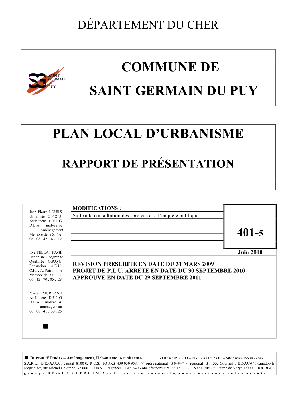 Commune De Saint Germain Du Puy Plan Local D'urbanisme