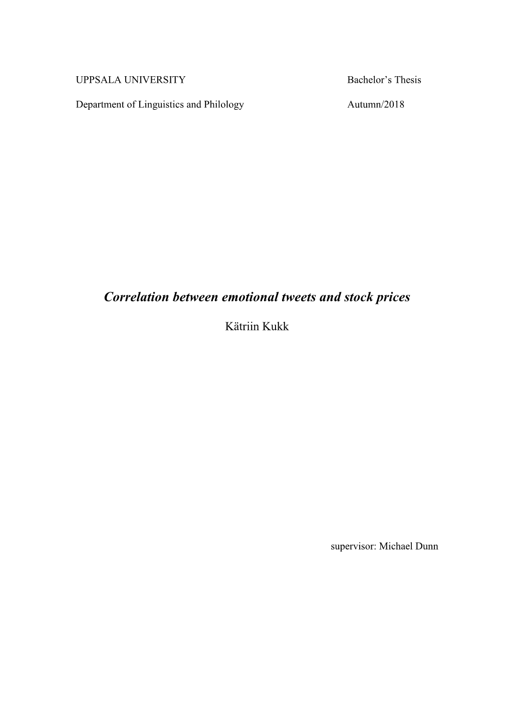 Correlation Between Emotional Tweets and Stock Prices