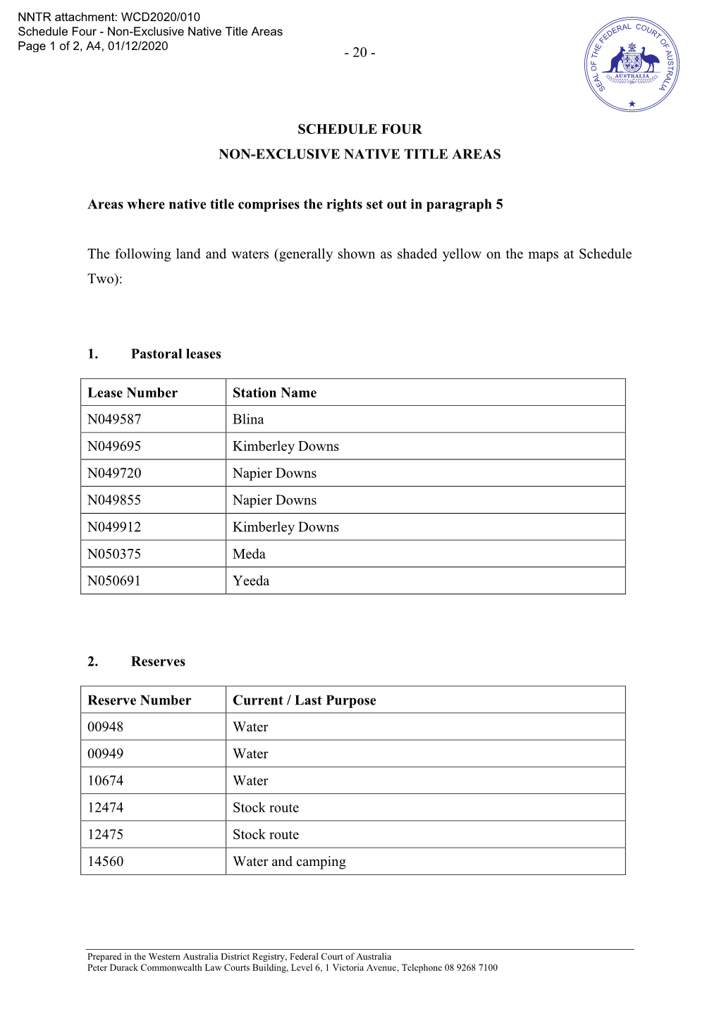 WCD2020 010 Schedule Four