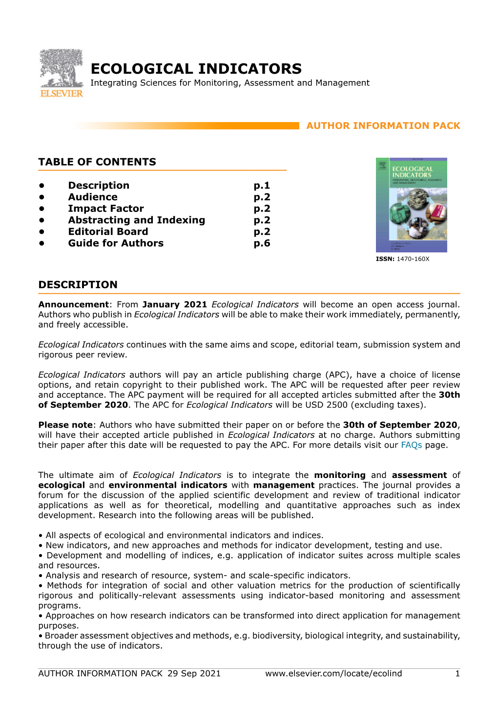 ECOLOGICAL INDICATORS Integrating Sciences for Monitoring, Assessment and Management