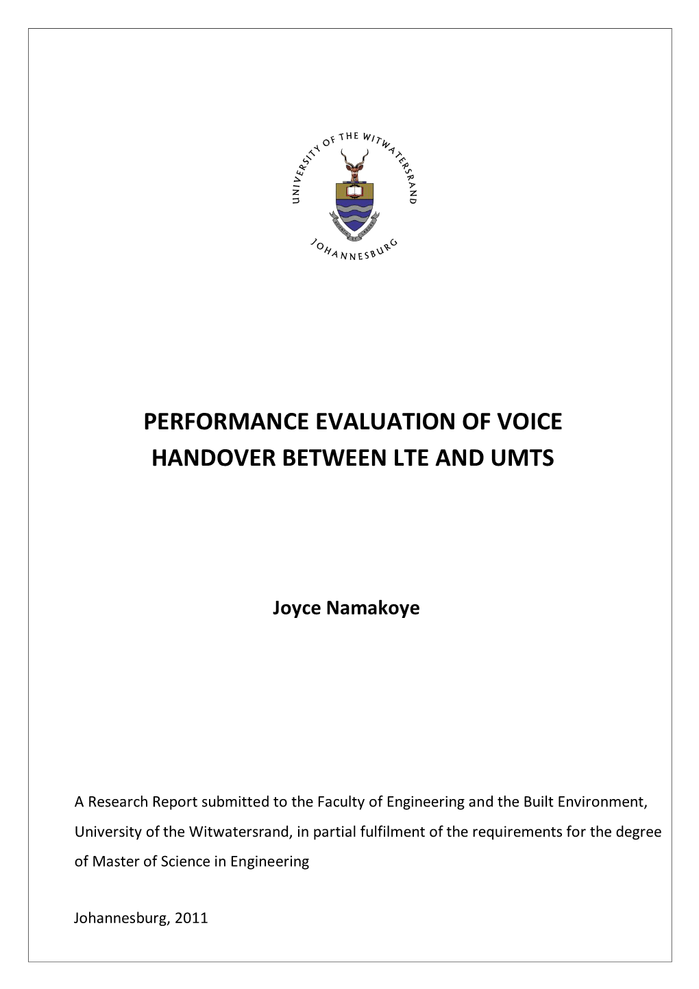 Performance Evaluation of VOICE CALL HANDOVER BETWEEN