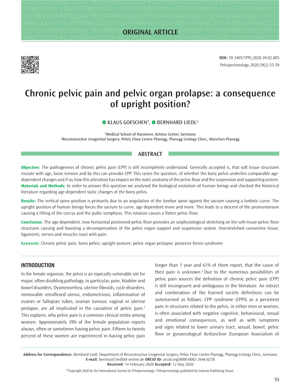 Chronic Pelvic Pain and Pelvic Organ Prolapse: a Consequence of Upright Position?