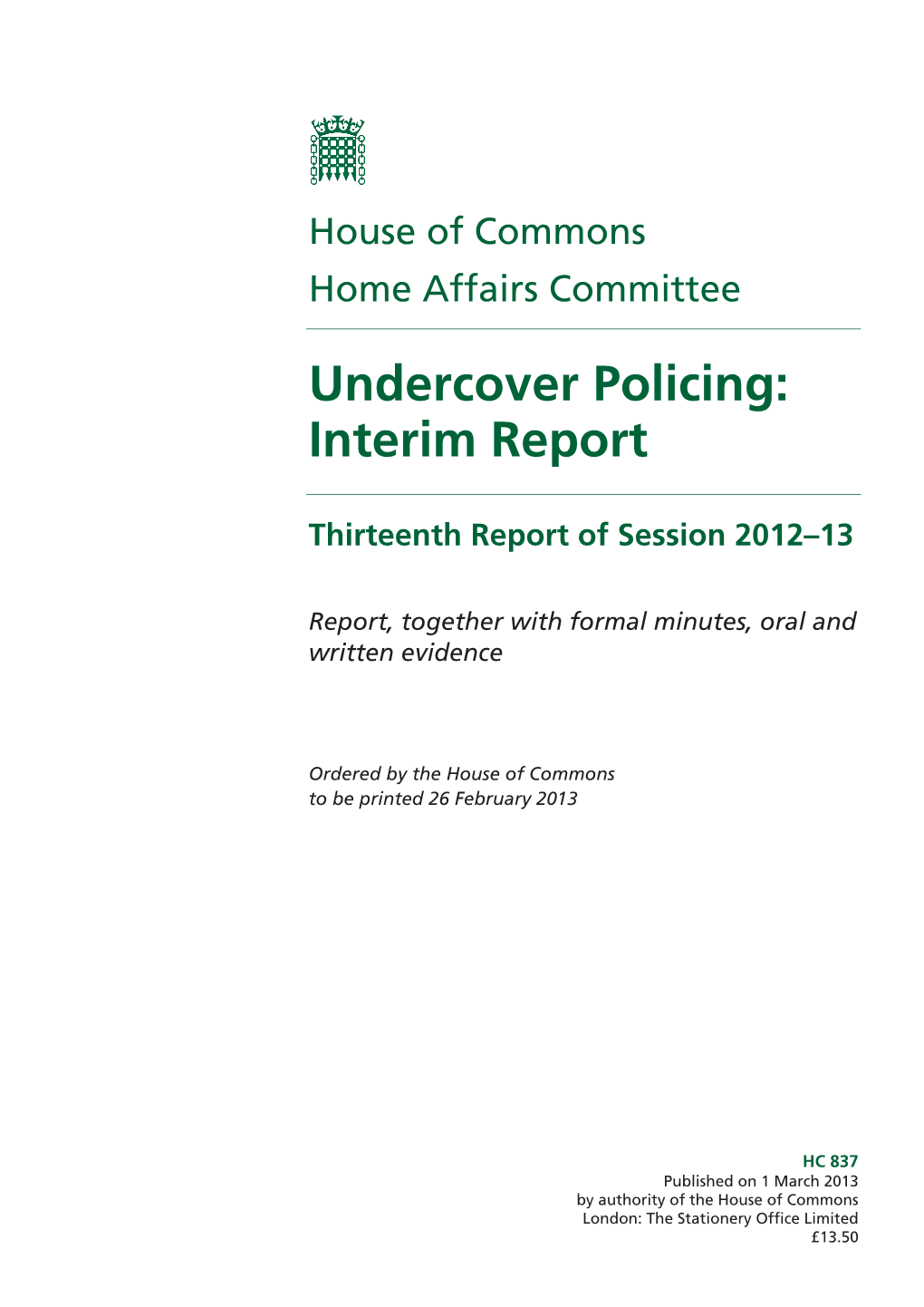 Undercover Policing: Interim Report