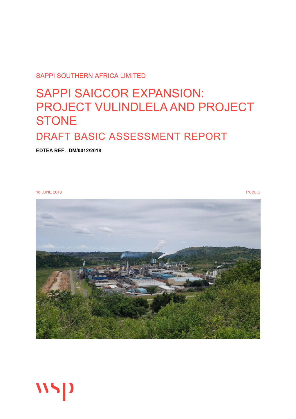 Sappi Saiccor Expansion: Project Vulindlela and Project Stone Draft Basic Assessment Report