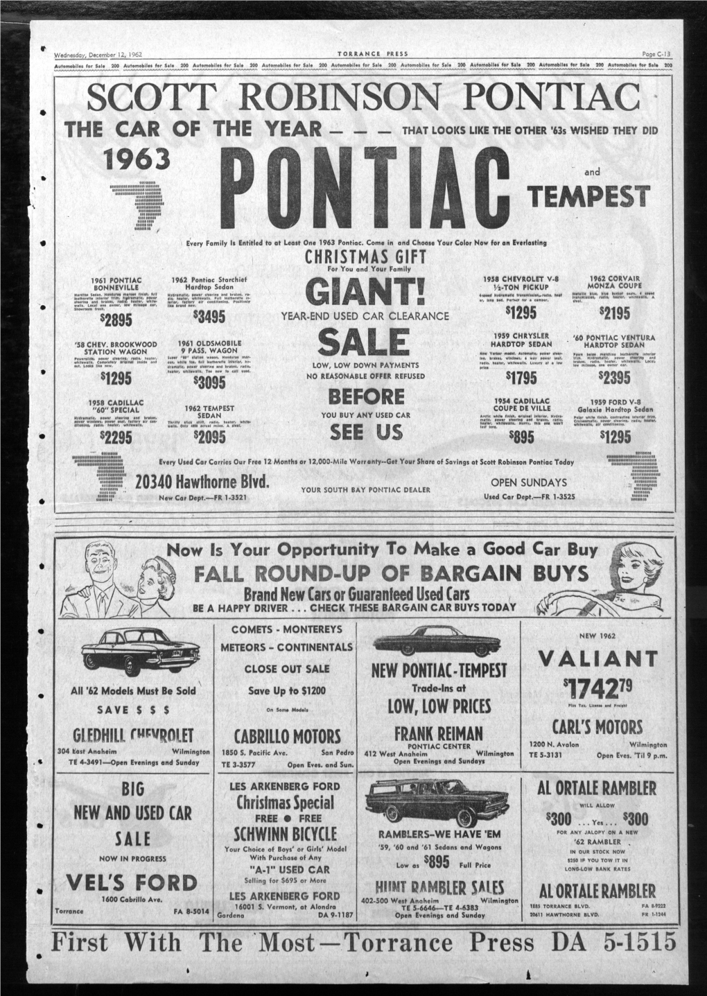 NEW PONTIAC-TEMPEST Trade-Ins at LOW, LOW