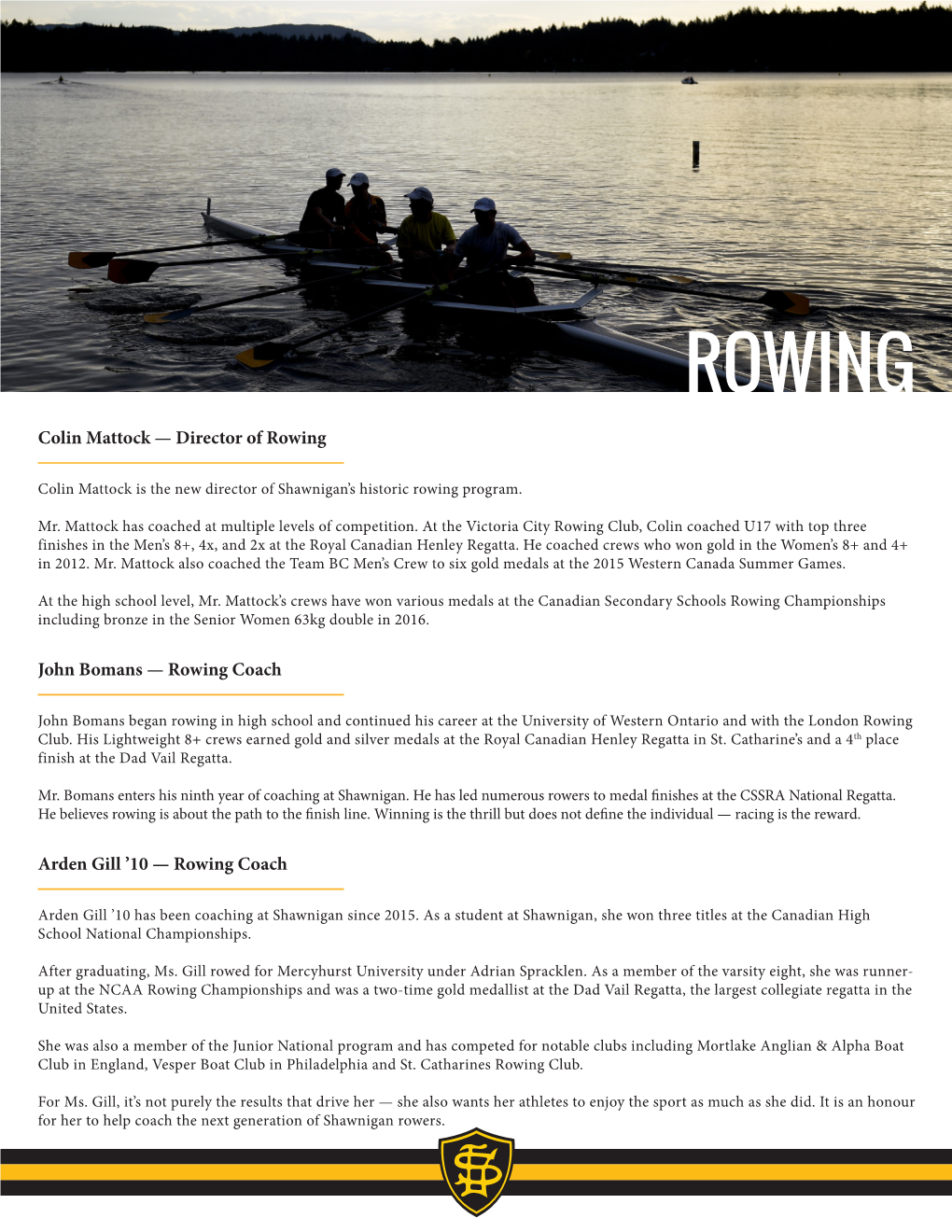 ROWING Colin Mattock — Director of Rowing