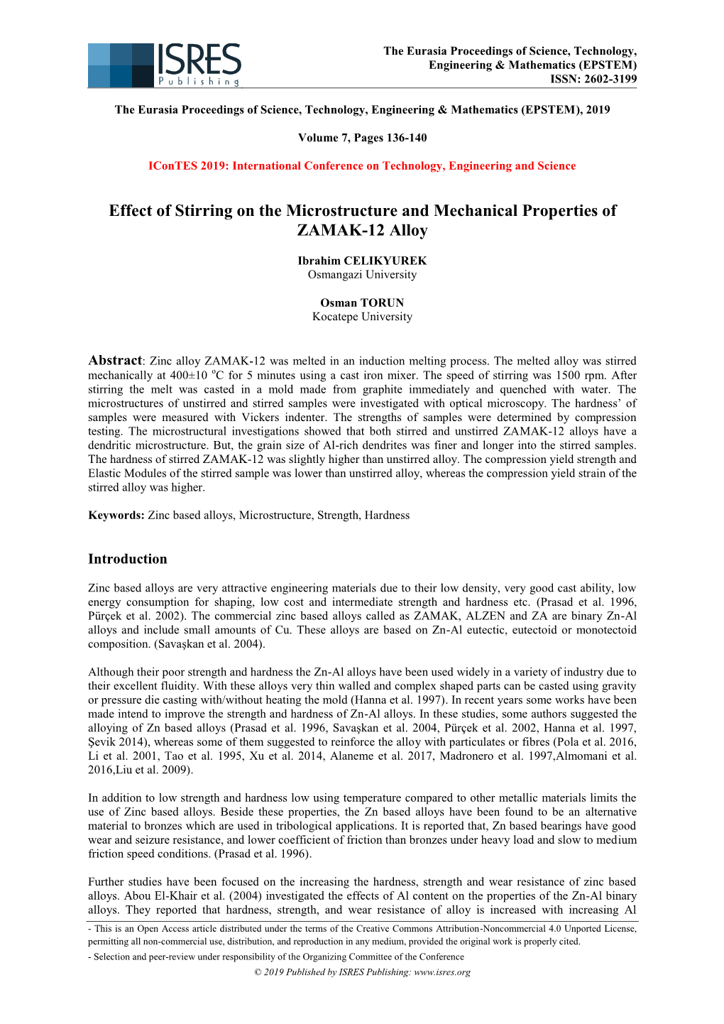 Effect of Stirring on the Microstructure and Mechanical Properties of ZAMAK-12 Alloy