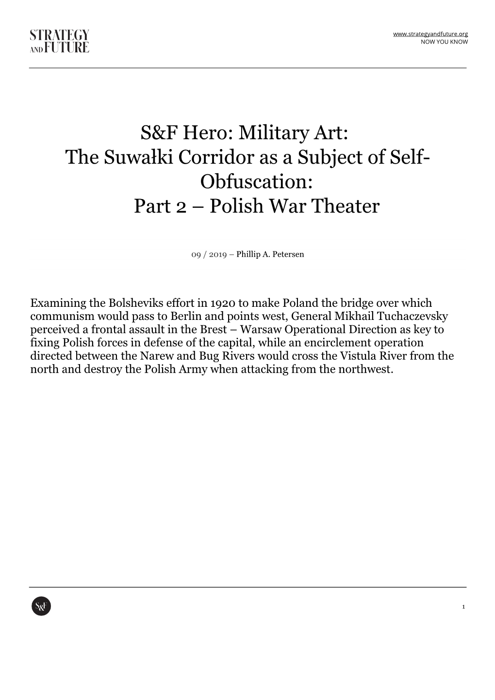 Military Art: the Suwałki Corridor As a Subject of Self- Obfuscation: Part 2 – Polish War Theater