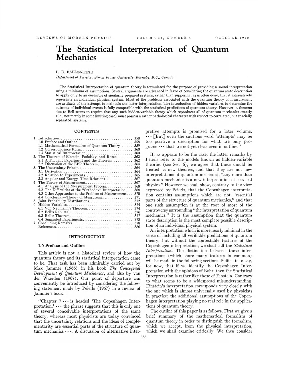 The Statistical Interpretation of Quantum Mechanics