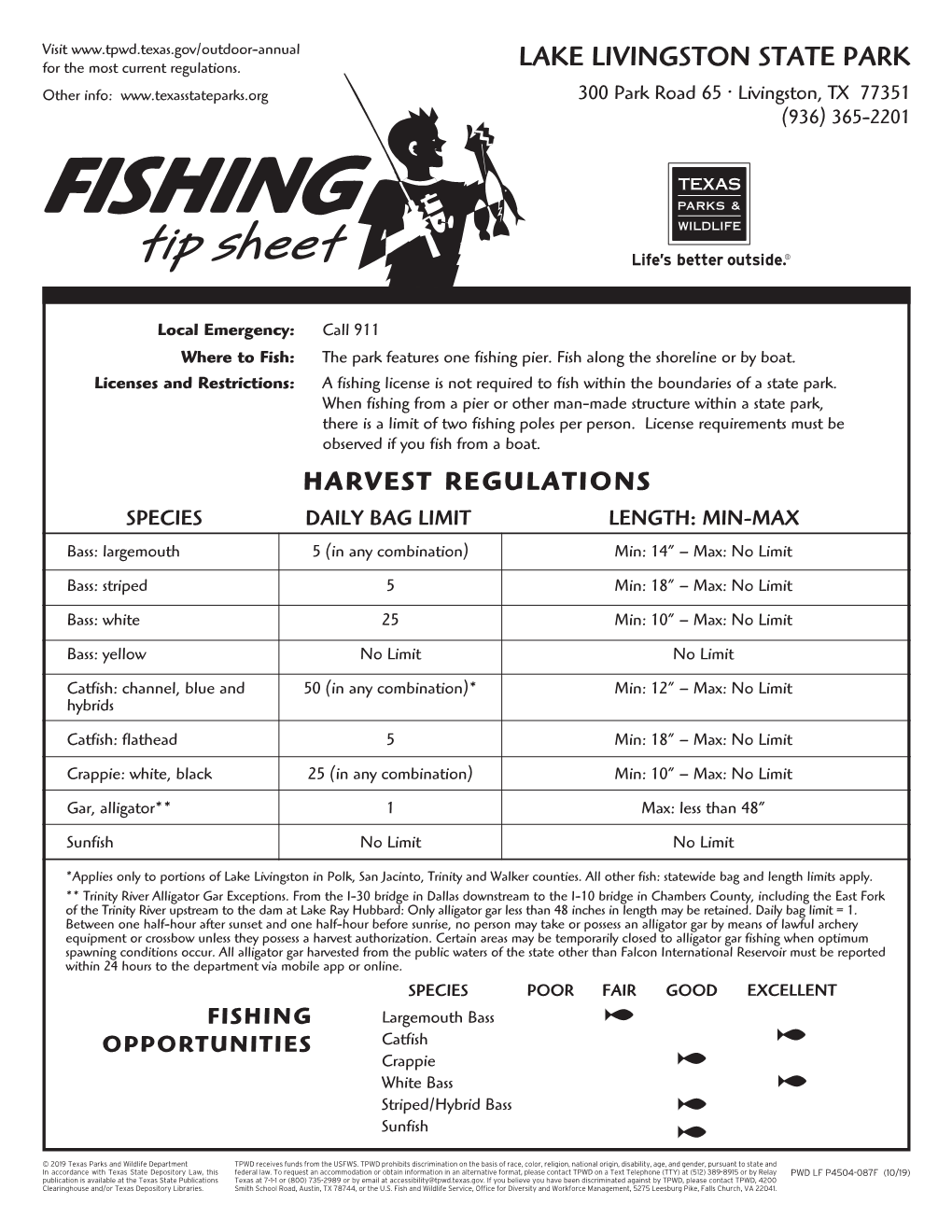 Lake Livingston State Park Fishing Guide
