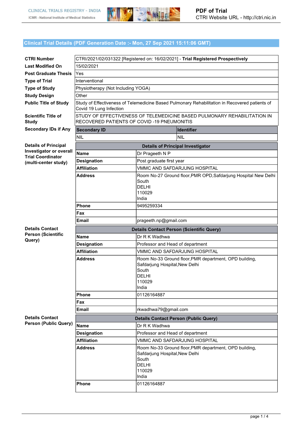 CTRI Trial Data