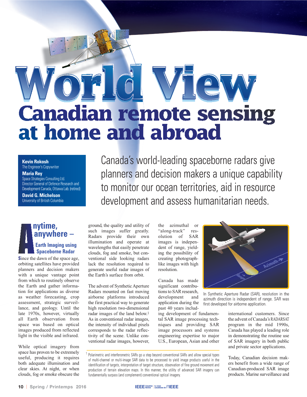 Canadian Remote Sensing at Home and Abroad