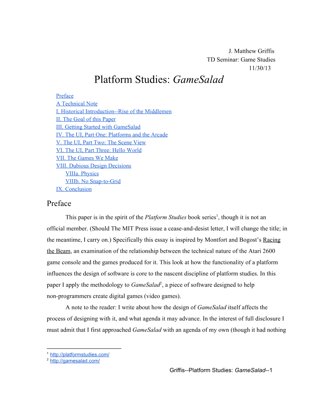 Platform Studies: Gamesalad