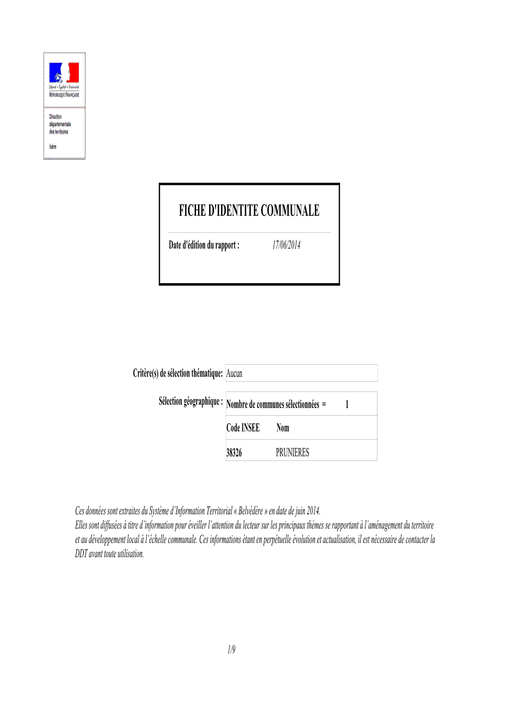 Fiches D'identité Communales