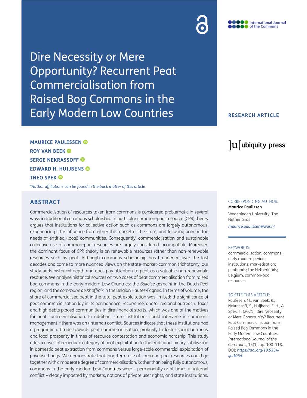 Recurrent Peat Commercialisation from Raised Bog Commons in The