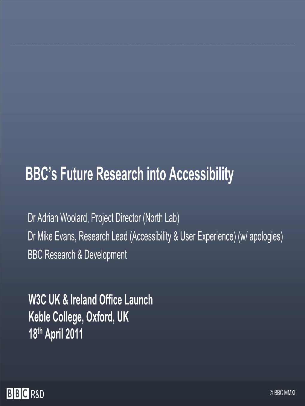 BBC's Future Research Into Accessibility