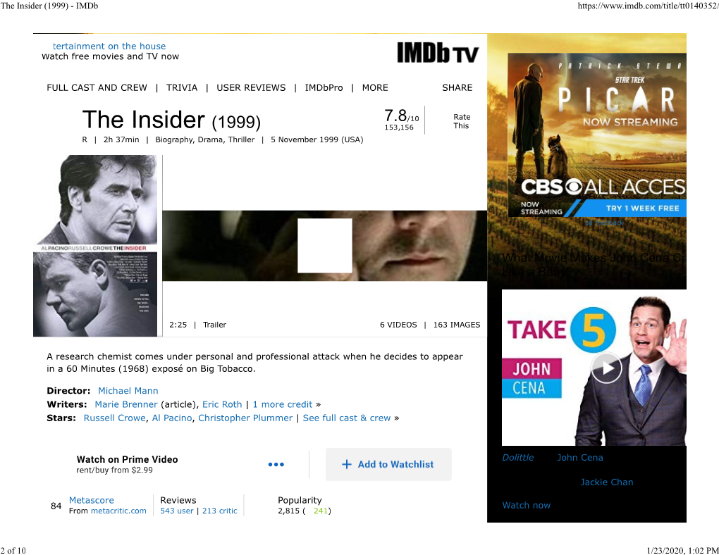 The Insider (1999) - Imdb