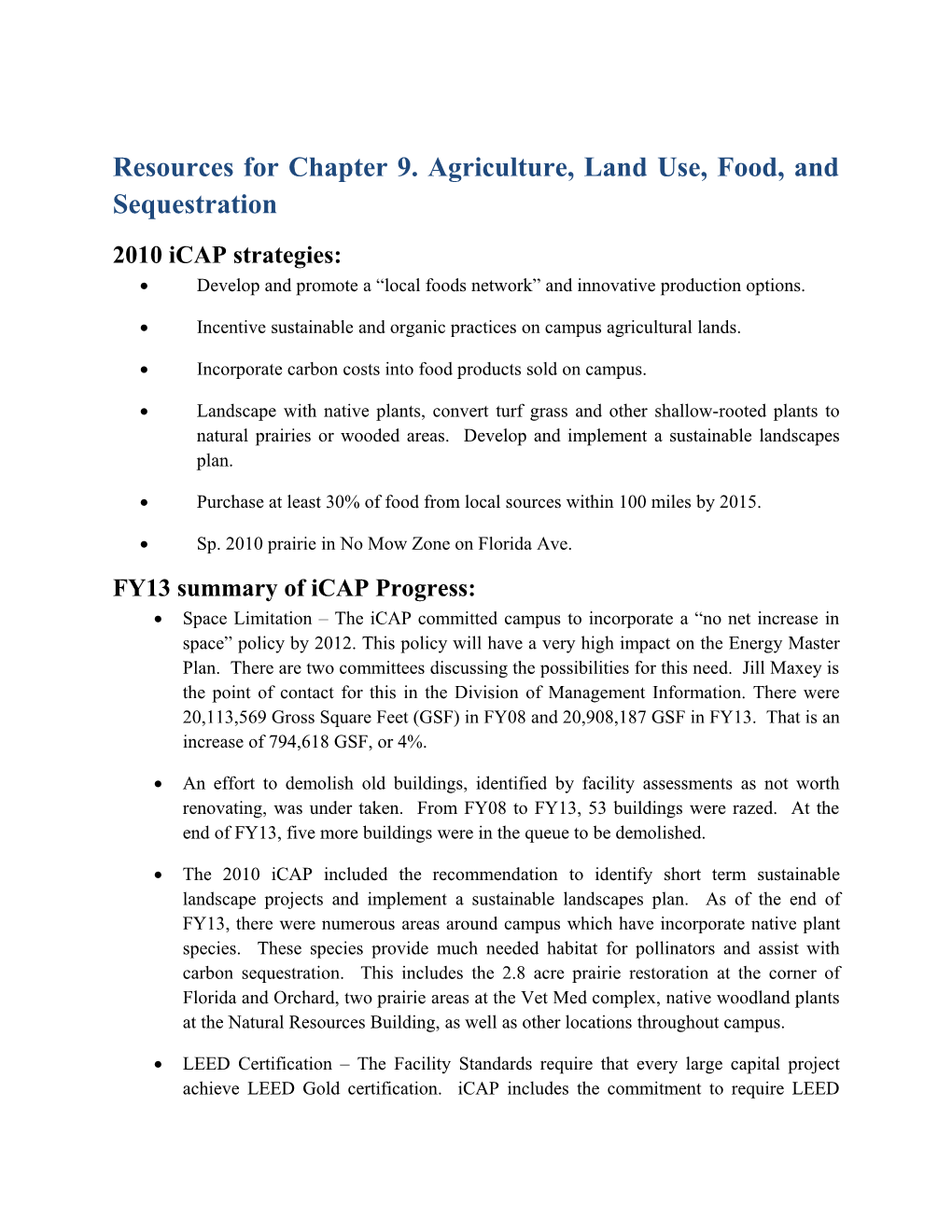 Resources for Chapter 9. Agriculture, Land Use, Food, and Sequestration