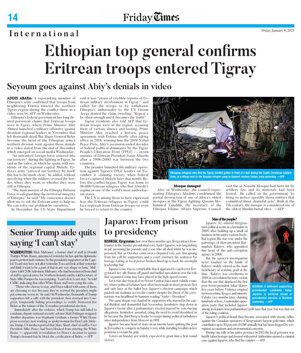 Ethiopian Top General Confirms Eritrean Troops Entered Tigray Seyoum Goes Against Abiy’S Denials in Video