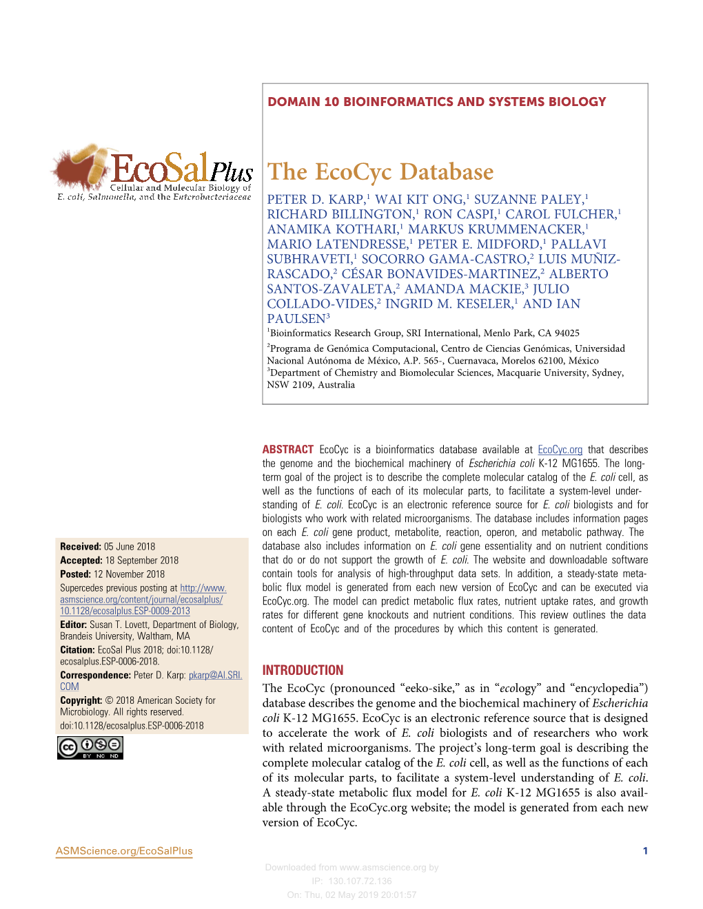 The Ecocyc Database