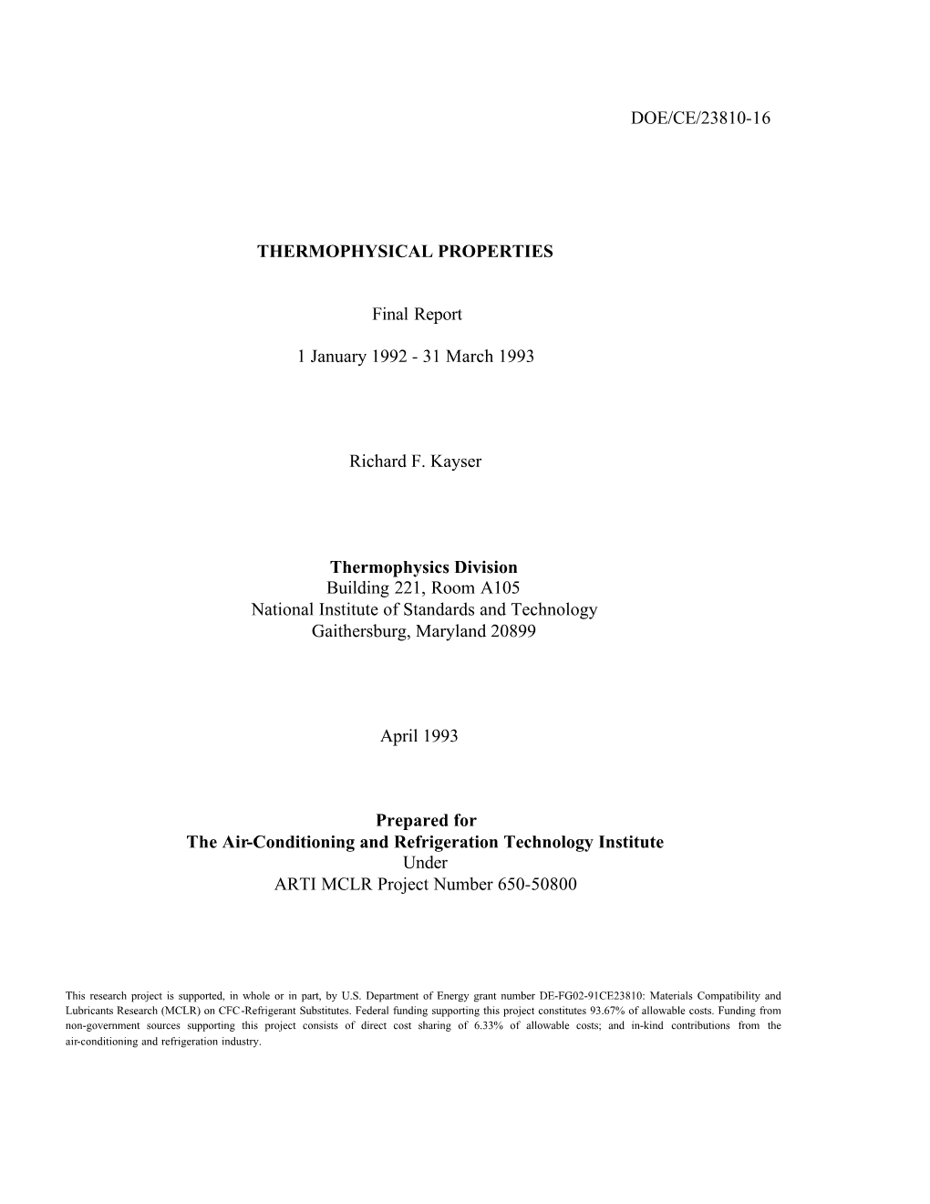 Thermophysical Properties