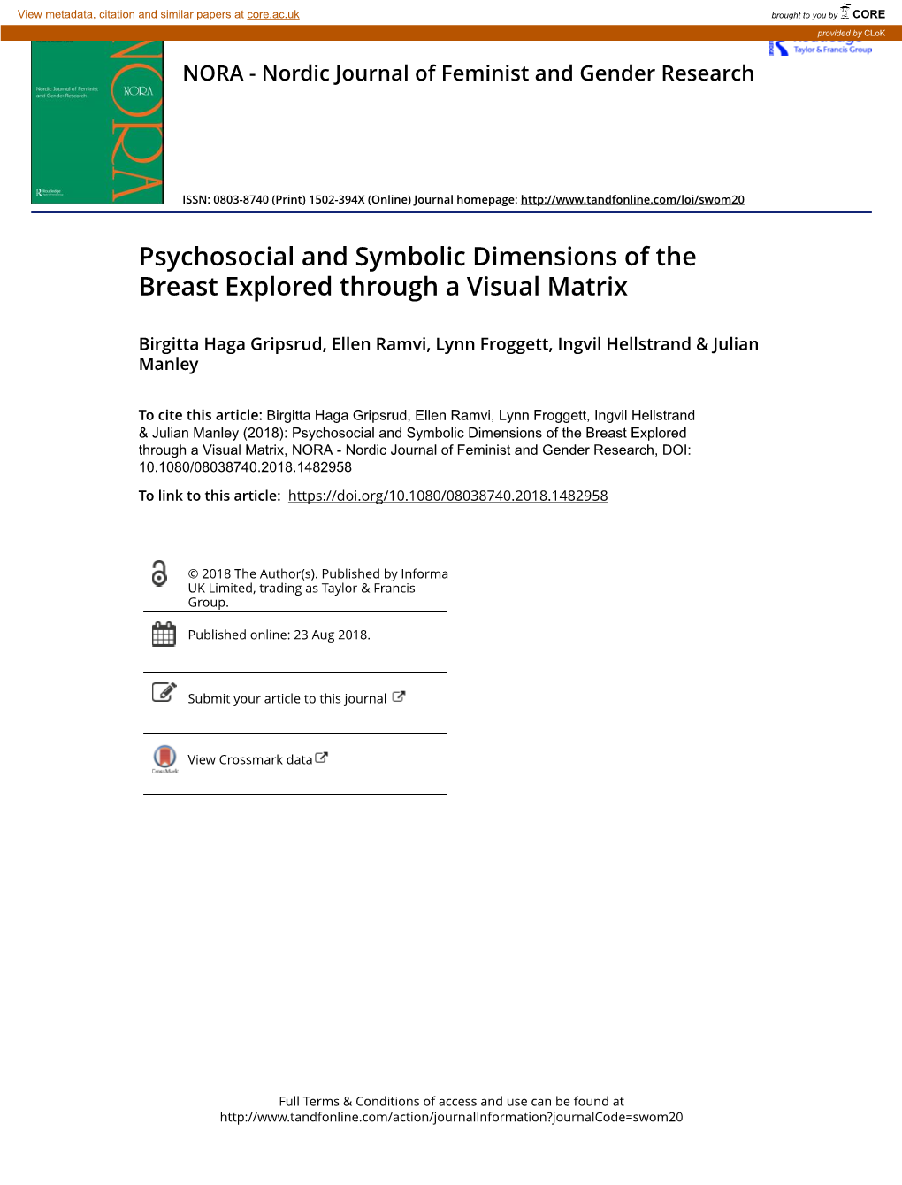 Psychosocial and Symbolic Dimensions of the Breast Explored Through a Visual Matrix