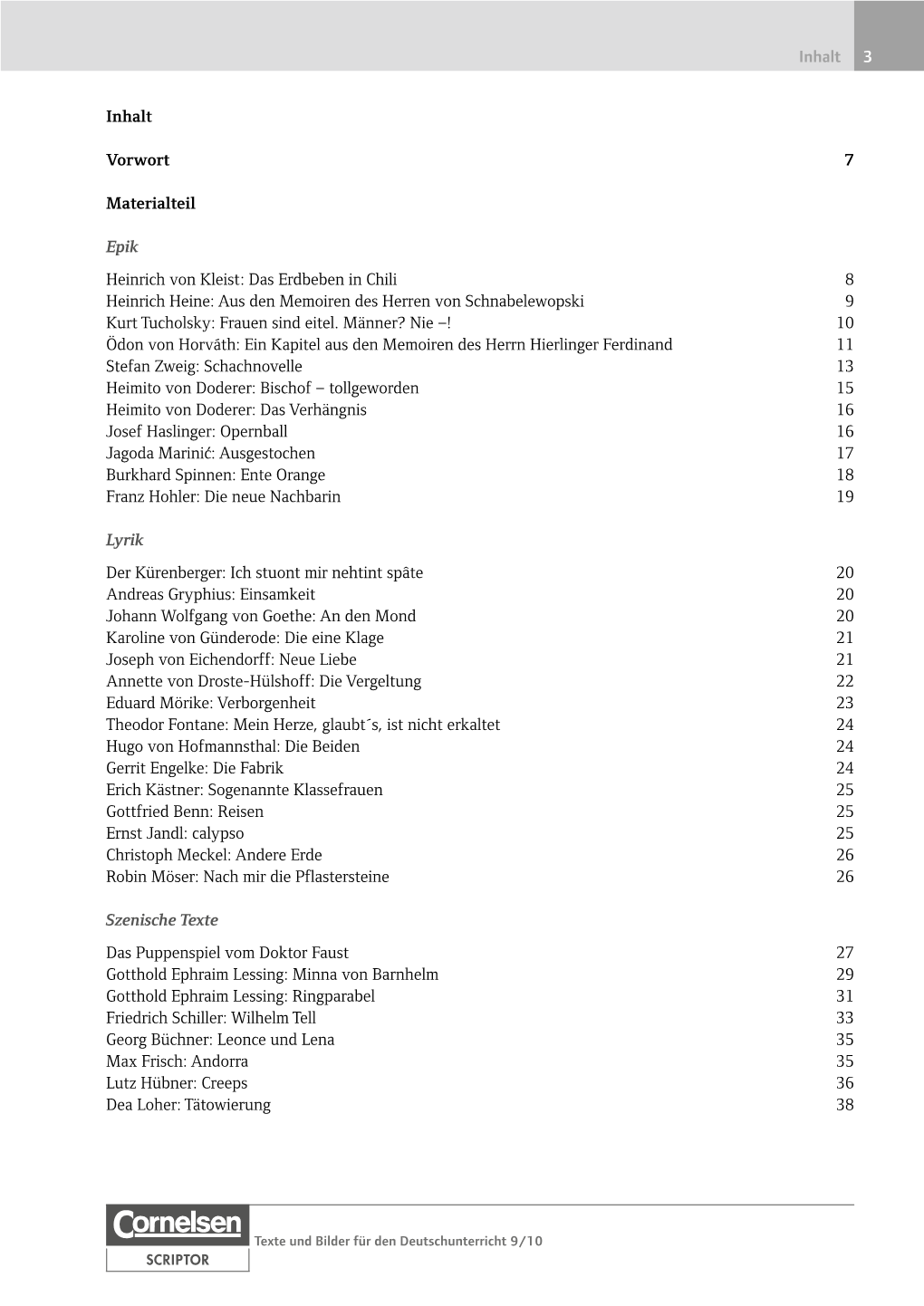 Inhalt Vorwort 7 Materialteil Epik Heinrich Von Kleist