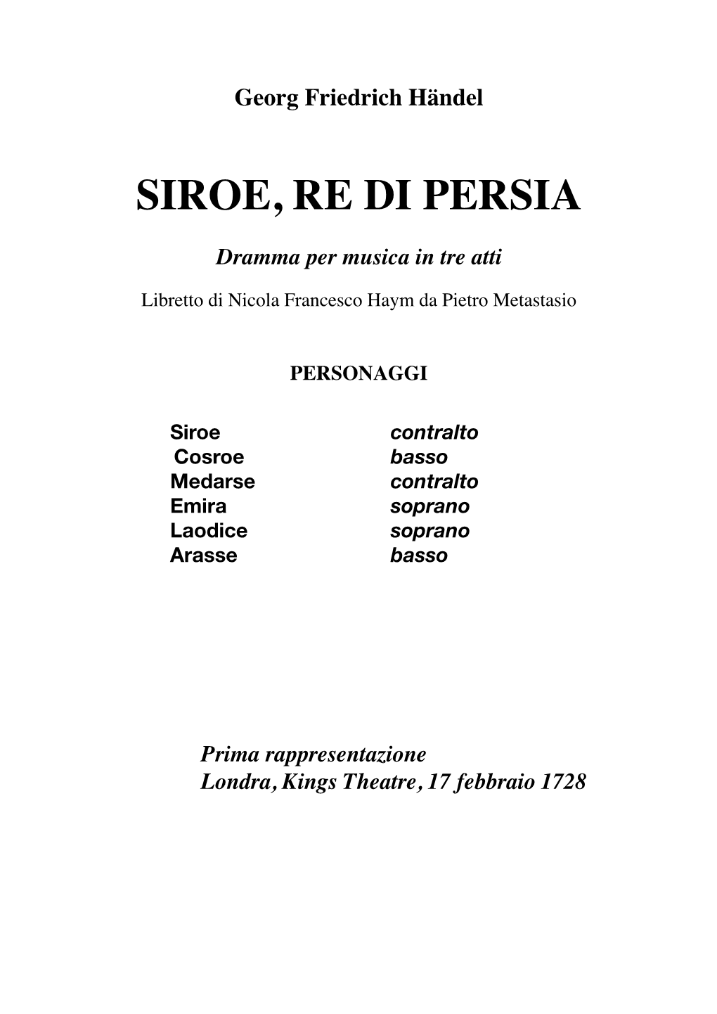 Siroe, Re Di Persia