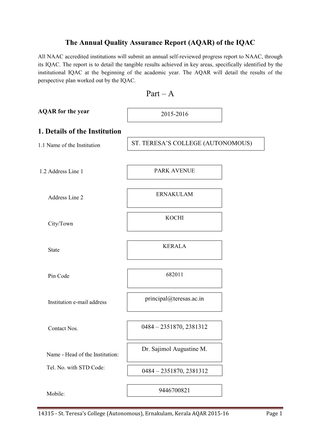 AQAR 2015-16 Page 1