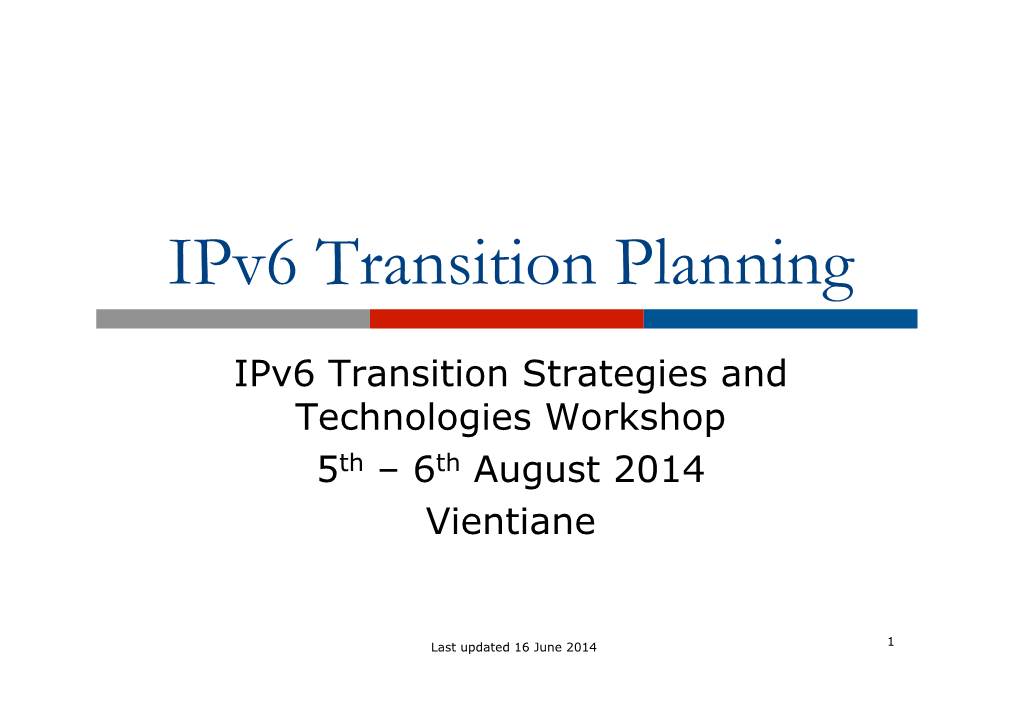 Ipv6 Transition Planning