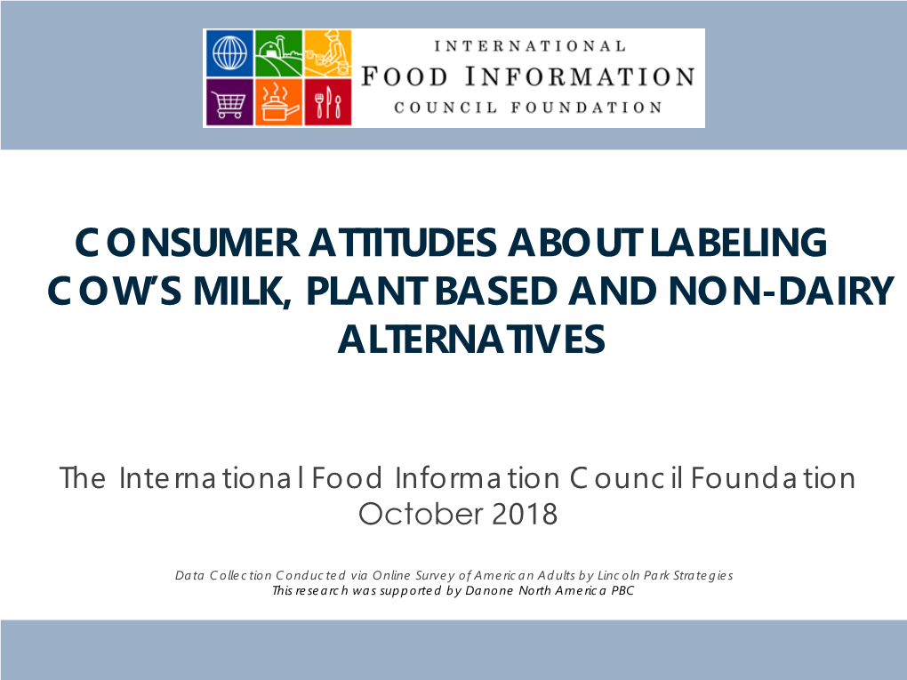 Consumer Attitudes About Labeling Cow's Milk, Plant Based and Non