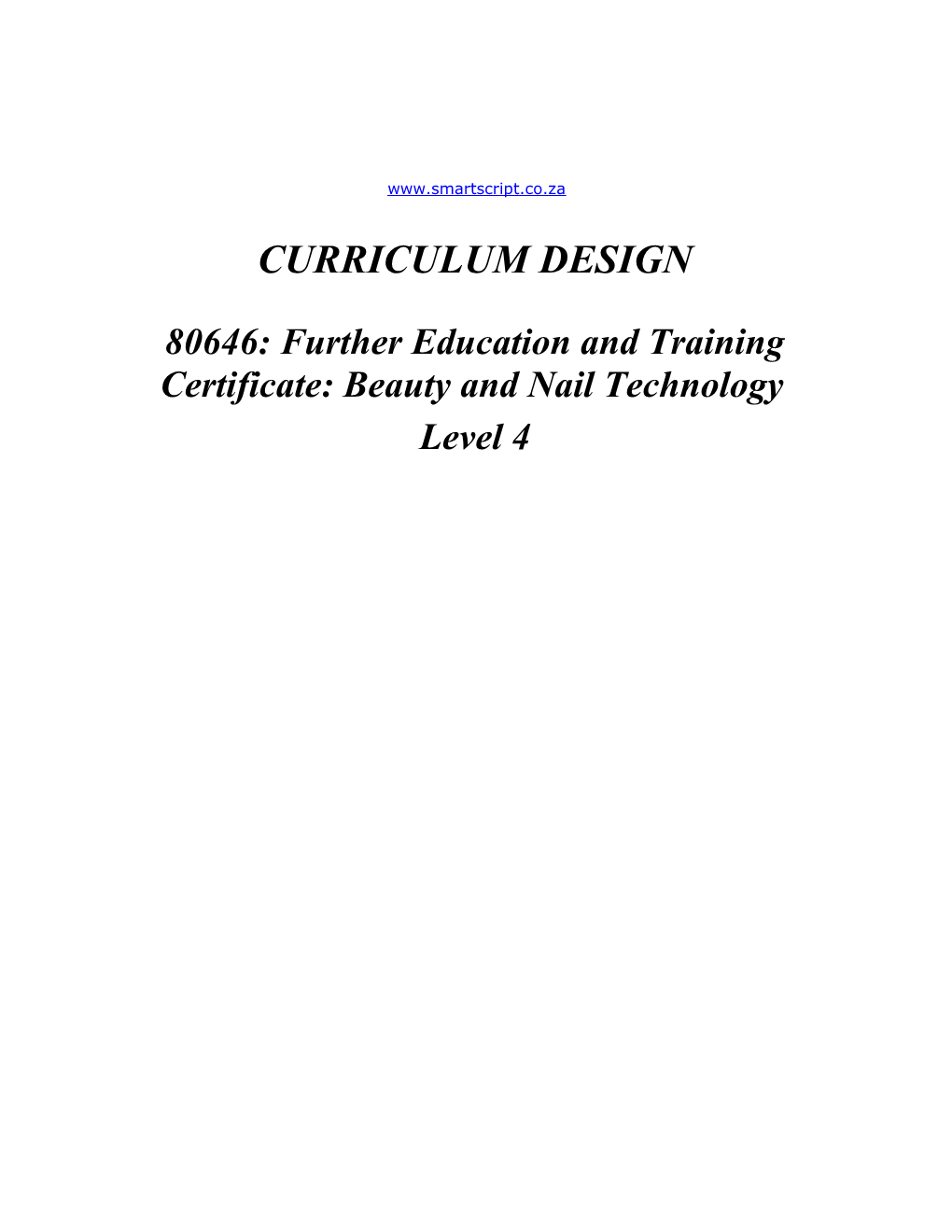 80646: Further Education and Training Certificate: Beauty and Nail Technology