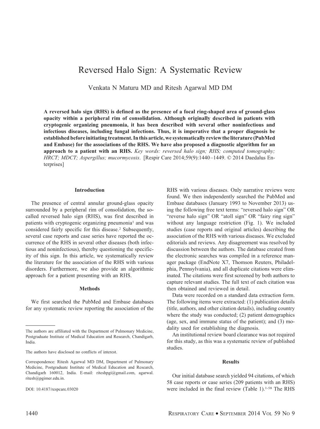 Reversed Halo Sign: a Systematic Review