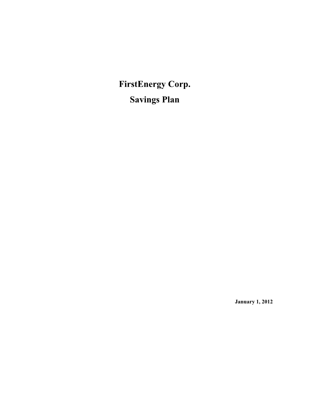 Firstenergy Corp. Savings Plan