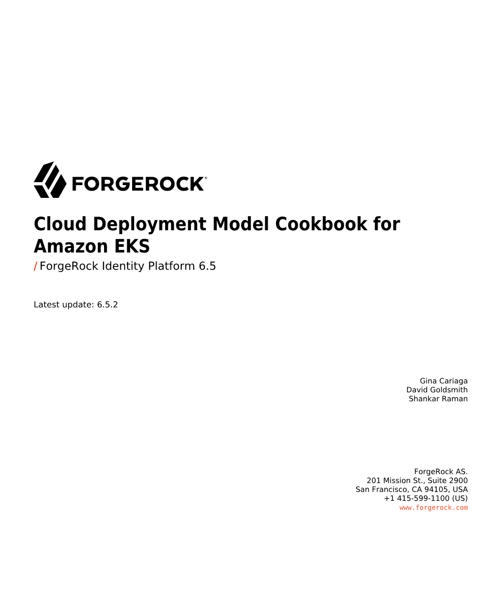 Cloud Deployment Model Cookbook for Amazon EKS / Forgerock Identity Platform 6.5